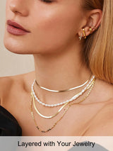 FOCALOOK Gold Herringbone Necklace for Women, 3mm Gold Plated Snake Choker
