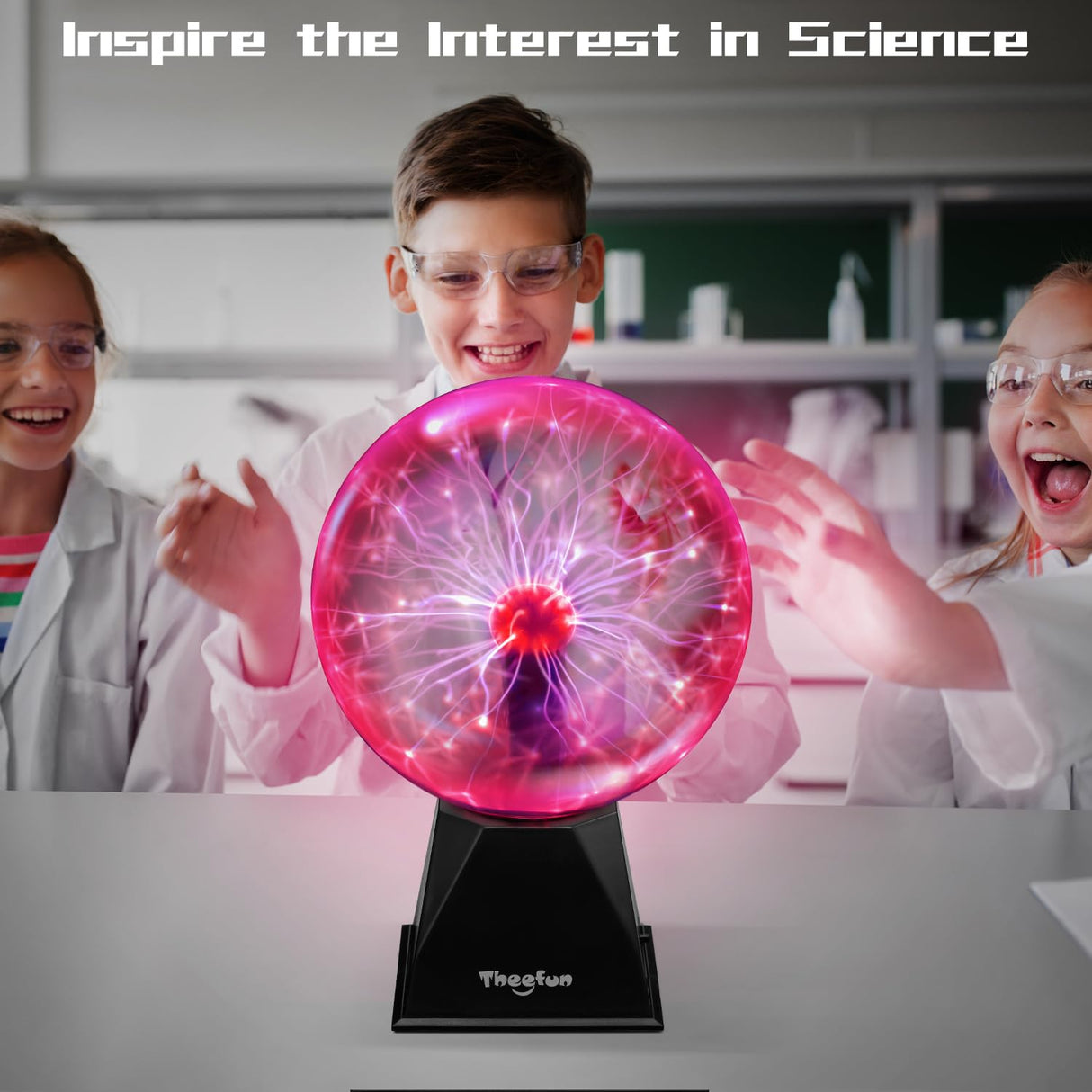 Theefun Plasma Ball: 8 Inch Plasma Globe Touch & Sound Sensitive Ball Lamp Electric Lightning Novelty Light for Parties, Home, Prop, Room Decoration, Christmas Gifts