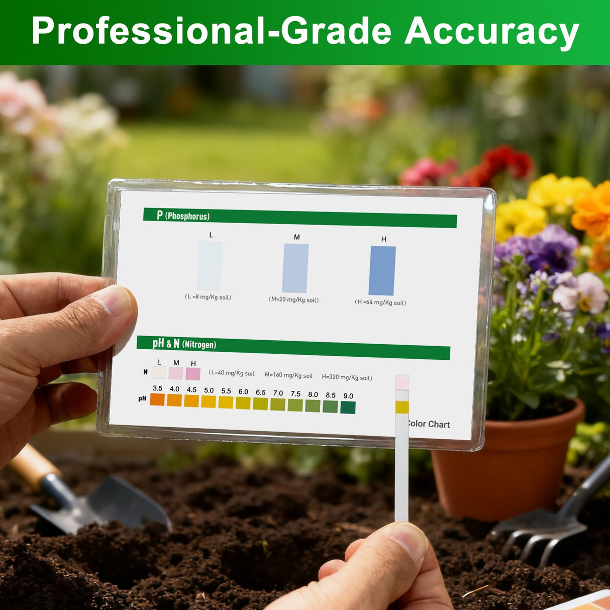 AKSBTEC Soil Test Kit 4-in-1 for Lawns & Gardens – 40 Tests (pH, Nitrogen, Phosphorus, Potassium) – Easy Soil Testing Kit for Vegetable Garden, Lawn & Plants