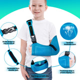 KONSEDIK Kids Arm Sling for left and right,Breathable Kids Medical Shoulder Sling with pocket,for Pediatric Rotator Cuff Injury,Arm,Wrist,Elbow,Clavicle Fracture Post-Surgery(Blue,X-Small)