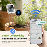 KGLLIFE 6-in-1 Soil Test Kit, pH/Humidity/Moisture/Temperature/Conductivity/Illuminance Soil Meter for Indoor & Outdoor, Soil Tester with Bluetooth Connectivity, Garden Tools for Plant Lover