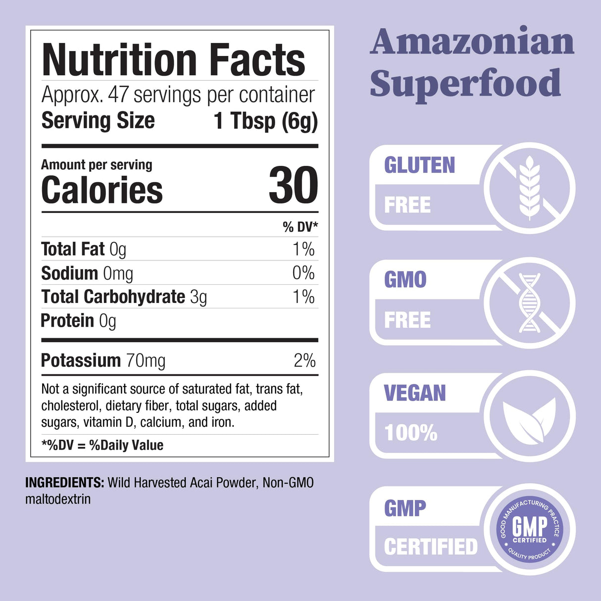 Nature Restore Wild Harvested Acai Berry Powder, 10 Ounces, Non GMO, Gluten Free, Brazilian Wild Grown
