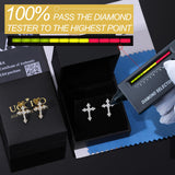 Moissanite Cross Earrings for Men Women, 0.5 Carats 18k Gold Plated Sterling Silver Cross Stud Eearrings D Color VVSI Moissanite Stud Earrings Crucifix Jewelry (Silver)