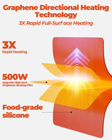 Food Warming Mat for Food, Upgrade High-tech Graphene Heating with 6-Level Adjustable Temperature and 6-Hour Timer, Silicone Roll Up Food Warming Tray, Portable for Parties (Light Blue, Large)