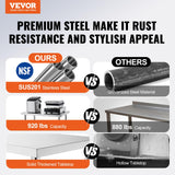 VEVOR Stainless Steel Prep Table, 30 x 72 x 34 Inch, 920 lbs Load Capacity, Heavy Duty Metal Worktable with 3 Adjustable Height Levels, Commercial Workstation for Kitchen Garage Restaurant Backyard
