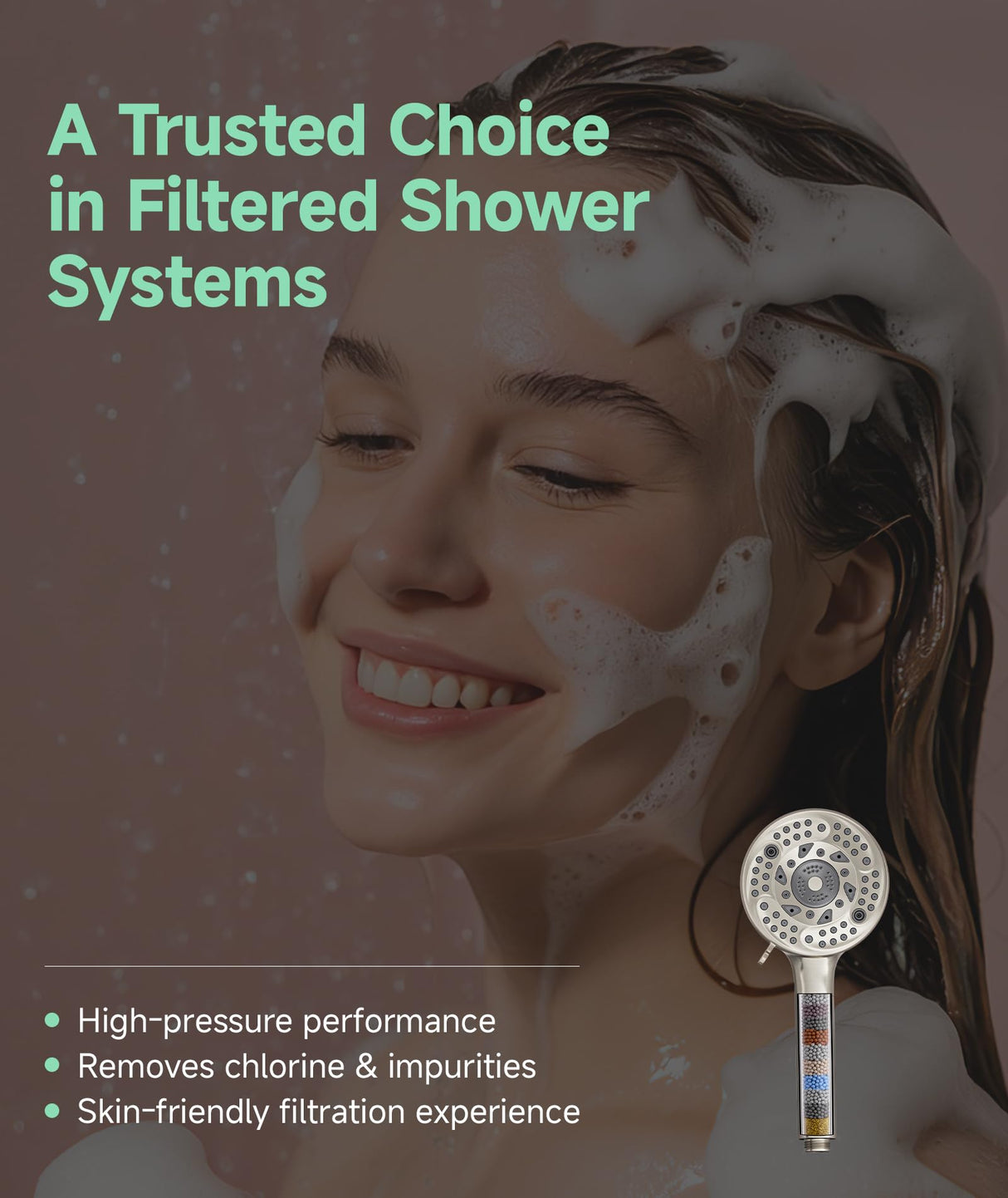 SunCleanse Filtered Shower Head with Handheld,9-Spray Setting Detachable Shower Head with 4 Filters for Hard Water - Filter Chlorine, Improve Skin and Hair Texture (4 Filters, Brushed Nickel)