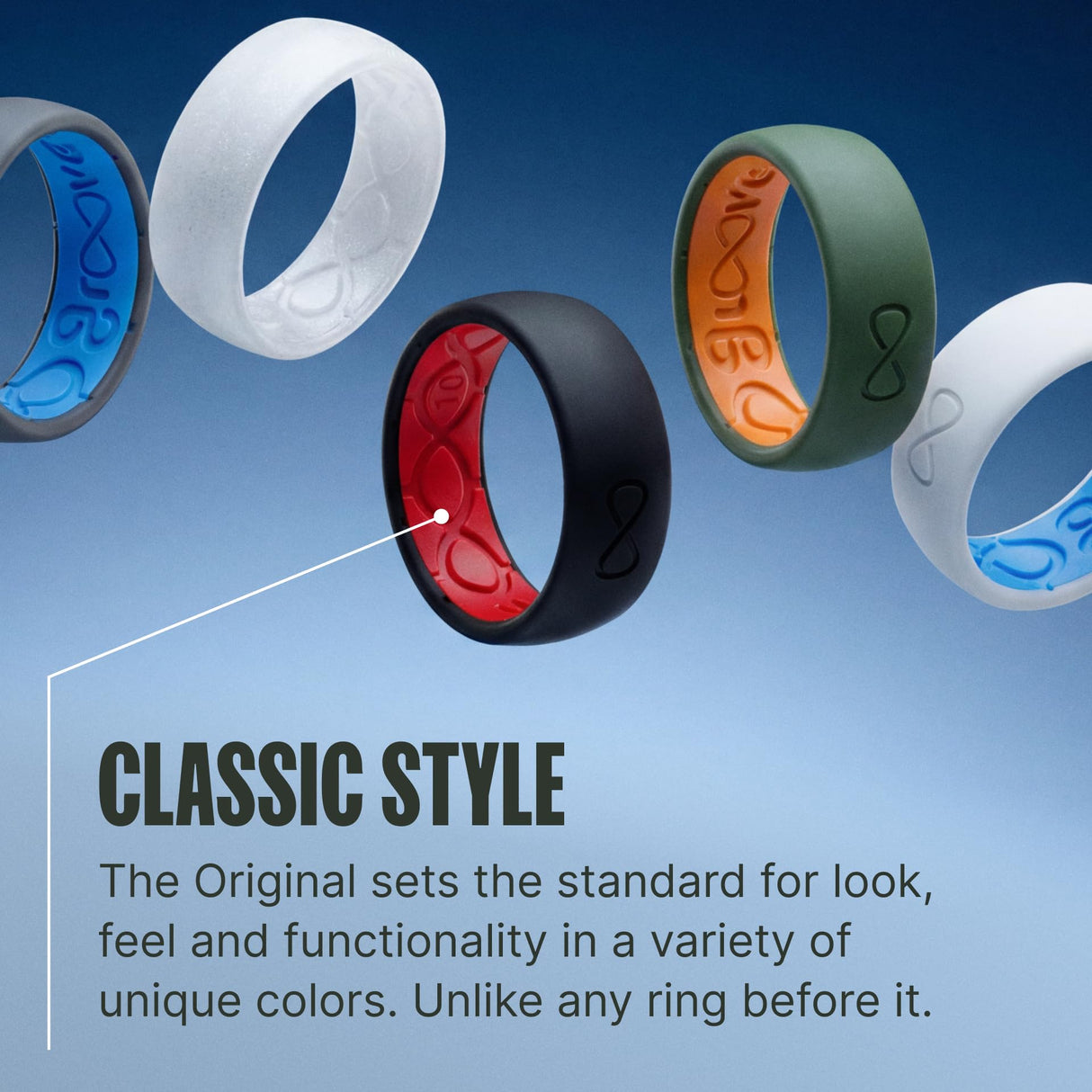 Groove Life Silicone Ring for Men, Rubber Wedding Band, Edge Black/Red 11