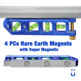 WORKPRO Magnetic Torpedo Level, Conduit Bending Level, Bubble Vials for 0°/90°/30°/45° Measurements, Aluminum Alloy Construction, 6.3-inch, Cobalt Blue