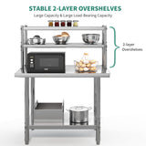 YITAHOME NSF Stainless Steel Table with Overshelf, 36" X 24" Work Table and 36" X 12" Shelf, Metal Prep Table for Home, Kitchen, Restaurant, Garage, Warehouse