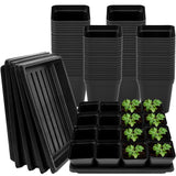 NNG 2.6 inch 100 Pcs Black Square Nursery Pots with 5 Pcs Plastic Seed Starting Trays,Plant Propagation Starter Kit Square Seed Starting Pots with Drain Holes