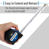 Mr. Pen- Retractable Tape Measure 25 ft, 2 Pack, Dark Blue, Easy Read, Steel Retractable Measuring Tape with Fractions, Ideal for Construction & DIY Projects