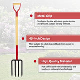 Dikuyeel Heavy Duty Garden Fork for Digging, 4 Tines Pitch Fork for Gardening Compost, Garden Pitch Fork with Wooden Handle, 45 Inches
