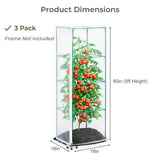 Garden Bird Netting, 3 Pack Tomato Cage Netting with Zipper, 18" x 60"