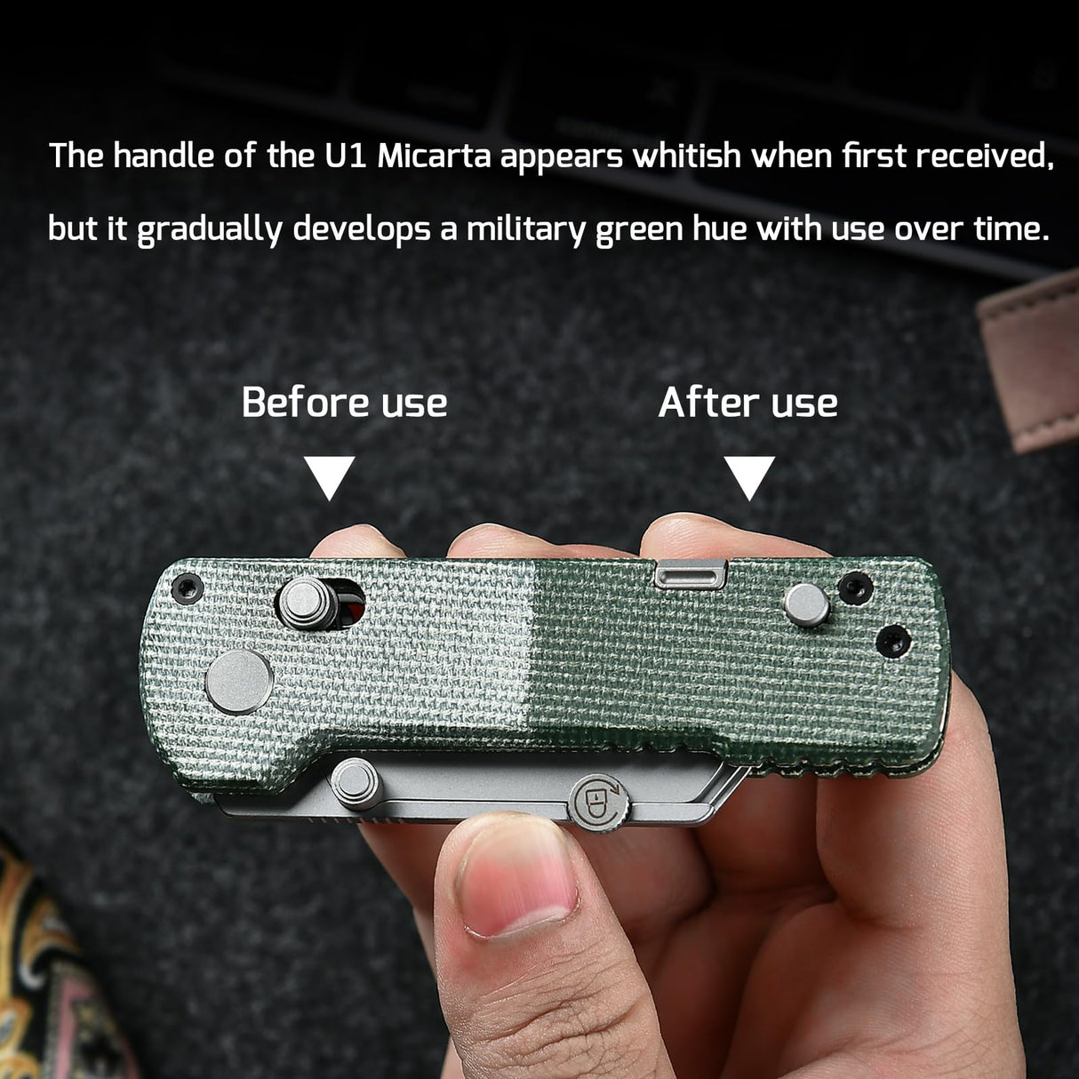 OKNIFE U1 Pro Multitool Folding Utility Knife with Folding Screwdriver, Quick Change Blade, Rail Lock & Pocket Clip for Men Women (Green Micarta)