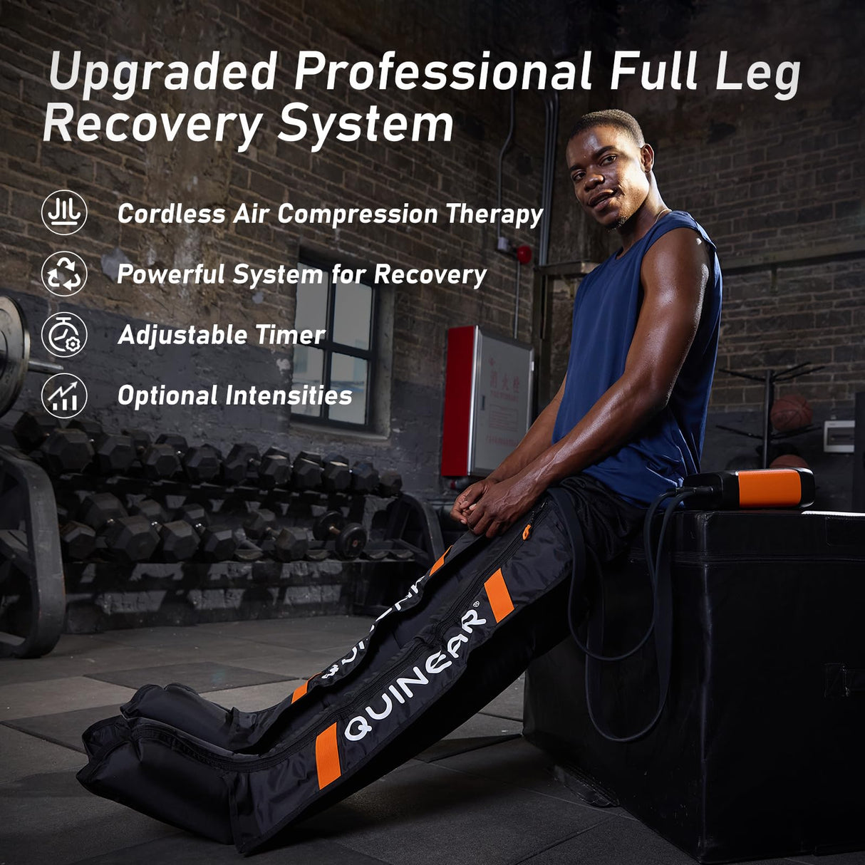 QUINEAR Professional Leg Recovery System, Cordless Air Compression Boots with Sequential Compression, Leg and Foot Massager, Fast Recovery Therapy for Athletes, FSA HSA Eligible (Medium)