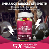 HMone Creatine Monohydrate Gummies - 5g for Men & Women, 160 Count and Creatine Chewable Supplements for Muscle Gain, Muscle Strength, Energy Boost, and Muscle Builder, Sugar Free, Vegan