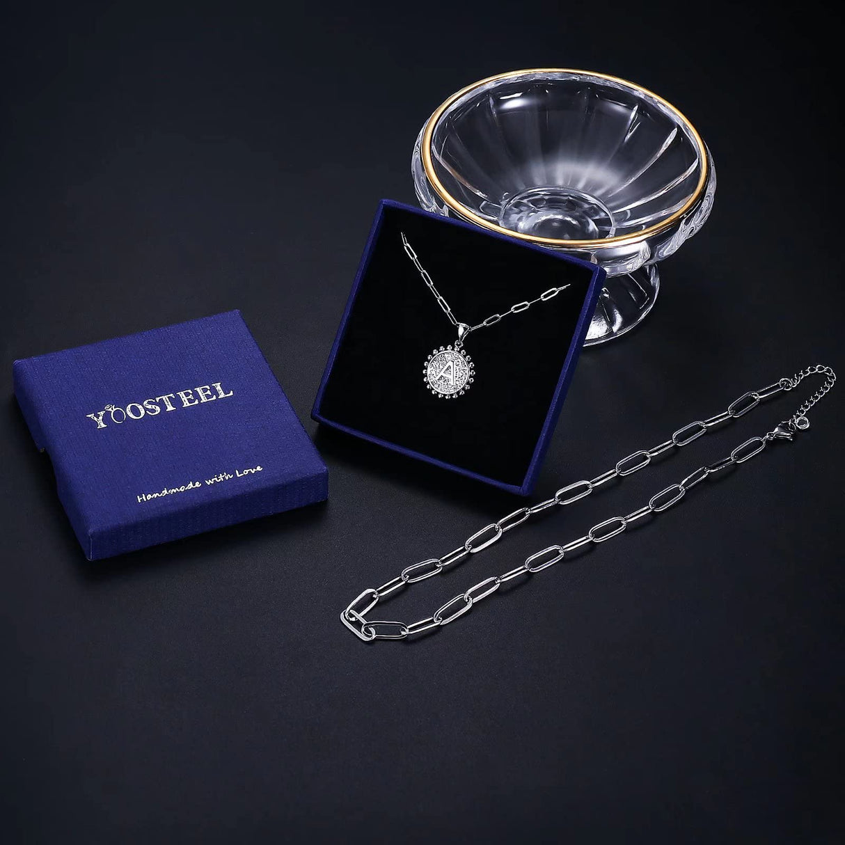 Yoosteel Gifts for Women Initial Necklace, Letter M Paperclip Necklace