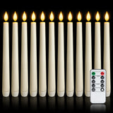 Meigic 12 Pcs Flameless Taper Candles with Remote, Timer, Plastic Battery Operated Window Candles, 9.6 Inches Ivory LED Candlesticks, for Halloween Christmas Home Decoration