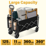 Collapsible Wagons Carts Foldable, 360Lbs Foldable Wagon with Wheels