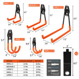 KOFANI Heavy Duty Steel Hooks, 16 Pack with Anti-Slip Coating - Utility Wall Mount Garage Storage for Hanging Bike, Ladder and Garden Tools