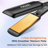 Faszin Professional Hair Straightener, 1.65inch Wide-Plate, Titanium Negative Ion Flat Iron, 30s Rapid Heating, LED Temp Display, Wide Voltage & 10 Adjustable Temp Levels (260-450℉) - Black