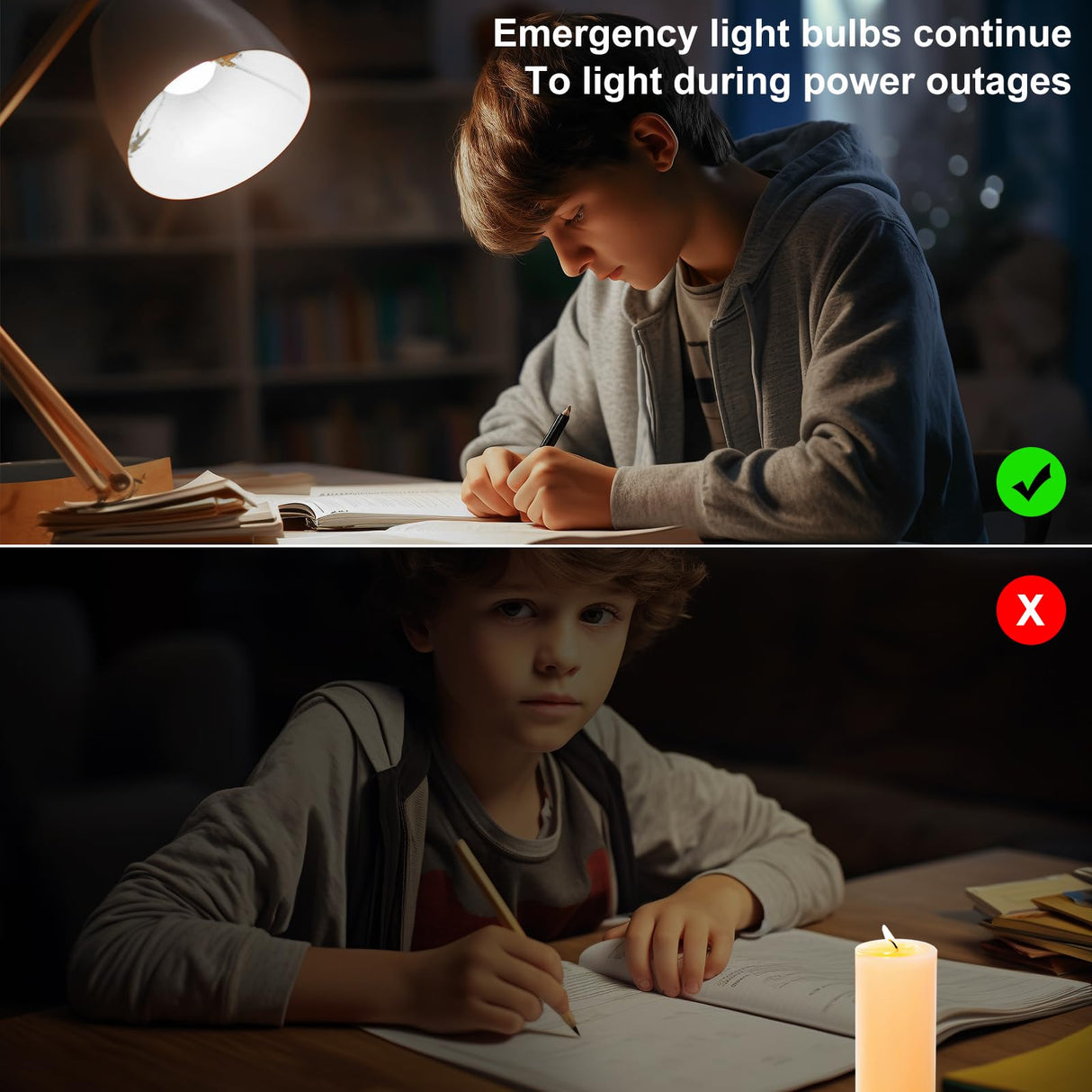 Ostwiki Rechargeable Emergency Light Bulbs 6 Pack Battery Operated Backup Light Bulbs for Power Outage Camping 9W E27 8500K Daylight Self-Charging Lamps for Home Hurricane Preparedness