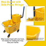 KeFanta 35 Quart Commercial Mop Bucket with Side Press Wringer on Wheels,Yellow,Include Heavy Duty Industrial Mop for Floor Cleaning,Household,Business,Restaurants and Janitorial Use
