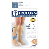 Truform 15-20 mmHg Compression Stockings for Men and Women, Knee High Length, Closed Toe, Beige, Medium