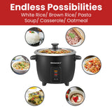 Elite Gourmet ERC003BX Rice Cooker, Keep Warm, Black, 6 Cups Cooked