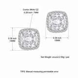 YOMELA White Square Cubic Zirconia Stud Earrings for Women