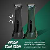 Dr. Squatch Groin Guardian Electric Trimmer with Squatch-Shield Technology - Cordless Body Hair Trimmer with Built-in LED Light, Black