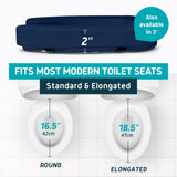 Lunderg Toilet Seat Riser for Seniors - Adds 2 inches - Universal Fit - FIRM Raised Toilet Seat Cushion with High-Density Foam for enhanced Comfort & Elevation. Post-Surgery Must Have (Blue)