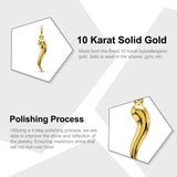 Gold Italian Horn Charm - 10 Karat Solid Gold - Cornicello Pendant