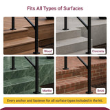 CR Fence & Rail Handrails for Outdoor Steps & Indoor Stair Railing Kit for Seniors, 1-2 Steps Safety Hand Rail for Porch & Deck, with 26" top Rail