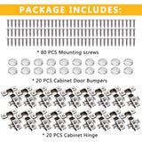20 Pack Soft Close Cabinet Door Hinges for 1/2 Inch Overlay Cupboard, 105 Degree Opening Angel, Stainless Concealed Kitchen Cabinet Hinges with Mounting Screws, Manual and Door Bumpers
