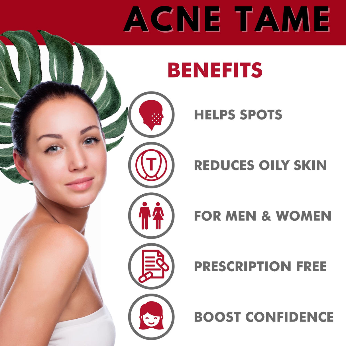 Acnetame Acne Pills- Acne Tame Supplement- Clear Skin Vitamins Pill for Oily Skin Treatment, Hormonal Blemishes, Anti Spots & Cystic Acnes Supplements for Women, Men, Teens & Adults- 60 Oral Tablets