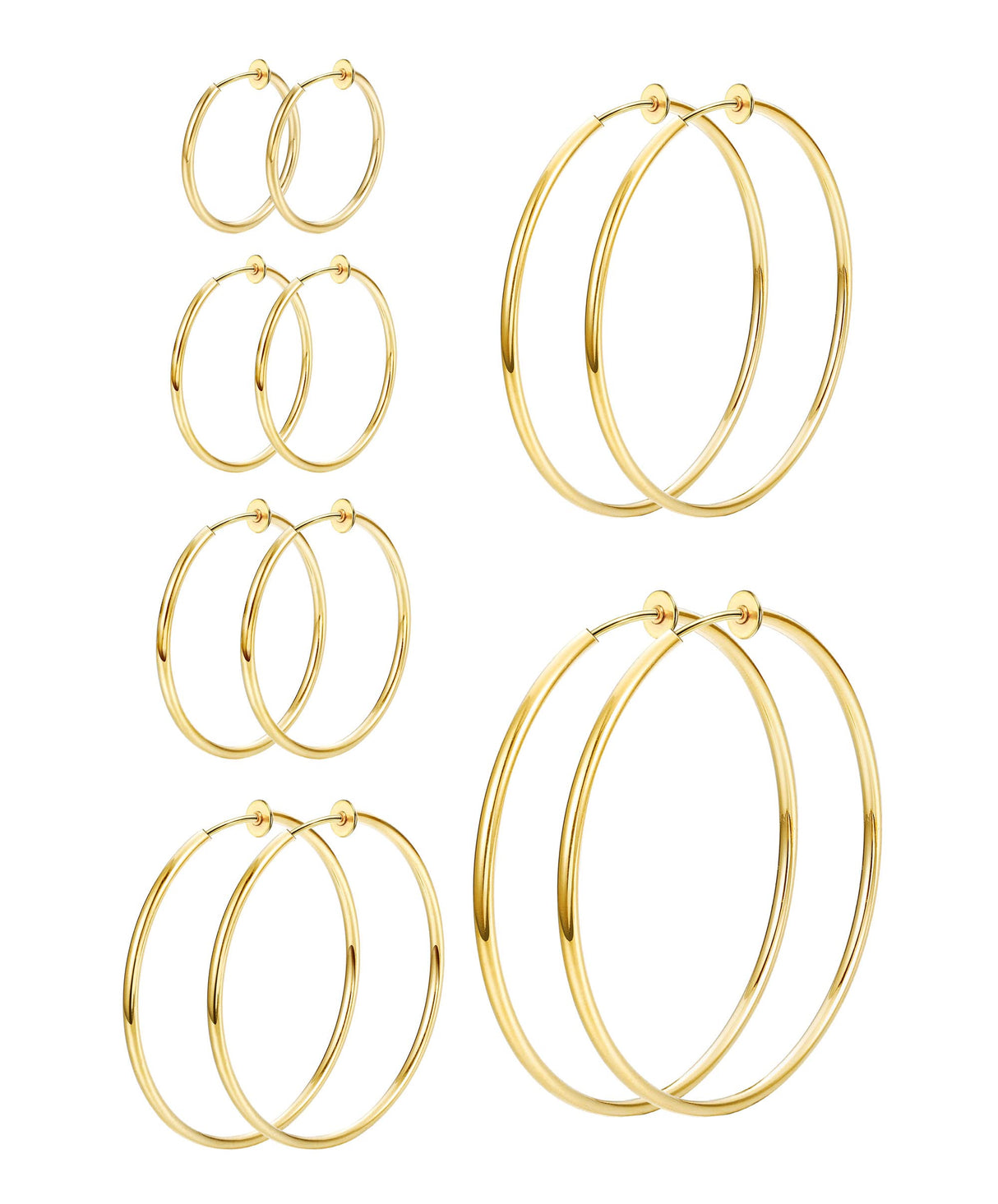 6 Pairs Clip On Hoop Earrings for Women Fake Spring Hoop Earrings, Gold