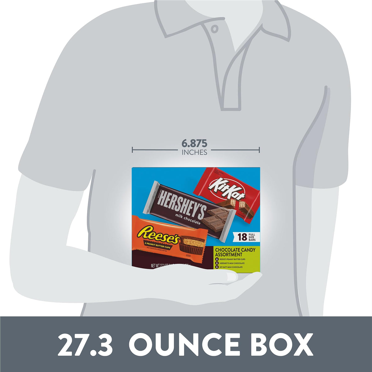 HERSHEY'S, KIT KAT & REESE'S Milk Chocolate Variety Box, 18 ct