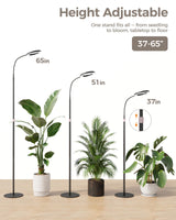 Bamworld Grow Lights for Indoor Plants, Full Spectrum Plant Lights for Indoor Growing, Floor Grow Lamp for Large Plants, Auto ON/Off Timer 3/9/12H, 10 Dimmable Levels, 37-65" Adjustable Height
