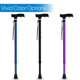 RMS Walking Cane - Adjustable Walking Stick - Lightweight Aluminum Offset Cane with Ergonomic Handle and Wrist Strap - Ideal Daily Living Aid for Limited Mobility (Blue)