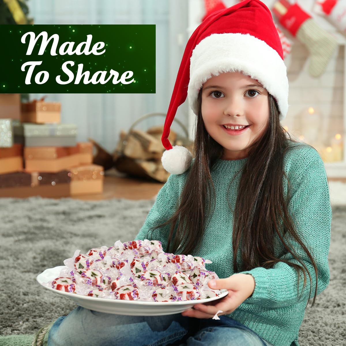 Peppermint Christmas Nougats Bulk Pack 2lb - Delicious Holiday Christmas Candy Individually Wrapped Peppermint Flavor Sweets for a Festive and Indulging Treat - Jelly Xmas Candy Nougat