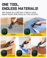 Fanttik C10 Pro BowGuide Electric Cardboard Cutter, Cordless Scissors with LED Display, 2-Speed Adjustable, Rechargeable Powerful Rotary Box Cutter with 2 Blades for Fabric, Carpet, Leather, Cardboard