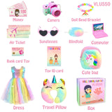 19Pcs 18 inch Girl Doll Accessories Case Luggage Travel Play Set with Clothes Camera Travel Pillow Bag Dress Glasses Stuff Fit 18 inch Doll Christmas Birthday Gift