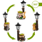 YEPOTUE Solar Bunny Garden Stalue Outdoor, Rabbits Figurine Flowerpot Decolwith Solar Lantem for Yard Art Lawn Ornaments Porch Patio Balcony - Gardening Gifts for Women Mom