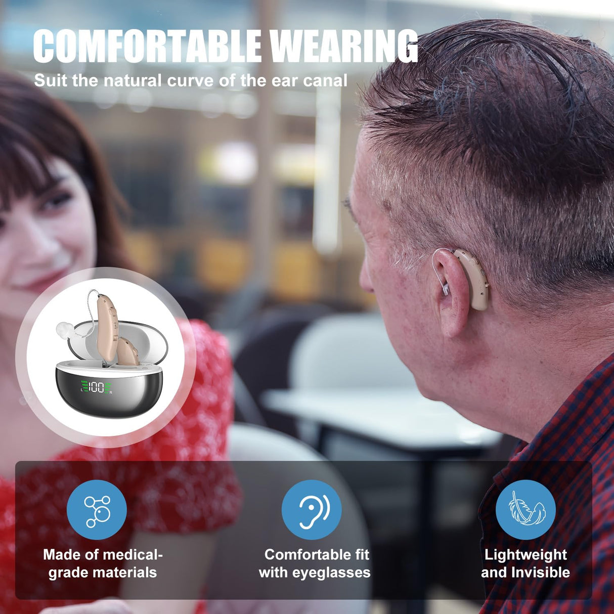 Flaygo Rechargeable Hearing Aids for Seniors' Hearing Loss (Not Amplifier) - Latest 16-Channel Digital OTC Hearing Aid with Intelligent Noise Cancellation, 5-Day Long-Lasting Battery, Medical-Grade Materials, Comfortable & Anti-Slip for Secure Wearing, Be