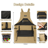 ZIOZERTT Garden Apron,Harvest Apron with Drawstring Bag and Pockets for Women and Men,Canvas Gardening Tool Belt, Gardening Gifts for Mom,Dad,Brown