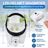 YOCTOSUN Magnifying Glasses with Light 1X-14X, Rechargeable LED Headband Magnifier with 6 Lenses and Storage Case, Hands Free Head Magnifying Visor for Close Work, Sewing, Crafts,Jewelry