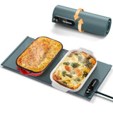 Warming Mat for Food - Space-Saving, Fits Two Baking Dishes, 7 Temp Settings, 4h Auto Shut-Off, Durable Silicone Surface, Easy to Clean, Perfect for Parties and Everyday Use (Green, Medium)