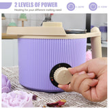 TOAUTO Handheld Candle Melting Pot 3Lbs Small Wax Melting Pot with Easy Pour Spout, Two Power Levels, Easy Clean Non-Stick for DIY Crafting Beginner Purple