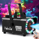 Hakuta Fog Machine, Smoke Machine with Racing, Jumping, Fading, Flashing LED Modes 18 Colorful LED Lights 2300 CFM Spray Automatic Smoke Machine, Great for Halloween, Christmas, Wedding and Parties